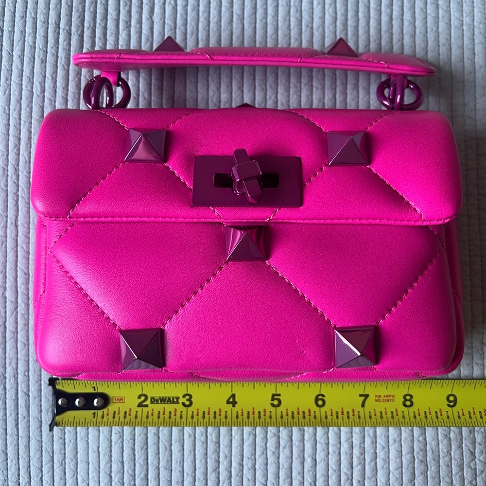 Authentic Valentino Hot Pink Quilted Mini Shoulder Bag with Studs - Picture 8 of 11